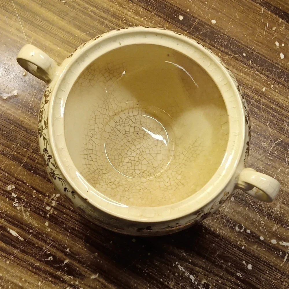 Antique 1935 Taylor Smith & Taylor pink rose gold trim creamer, sugar bowl gravy